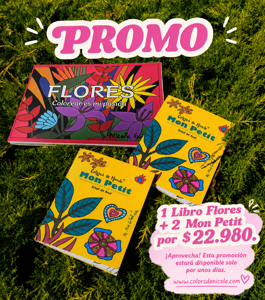 Pack Creativo: Art Book Flores + 2 Mon Petit